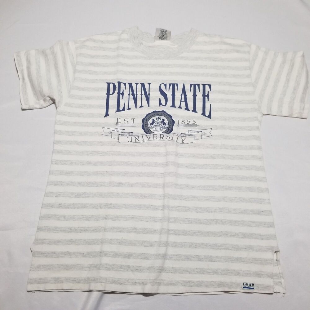 Vintage Penn State Gear For Sports Striped T-Shirt Men's M Made in USA